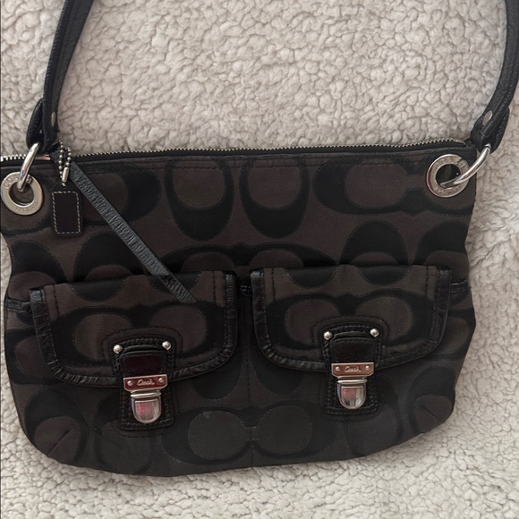 Coach Black and Brown Signature Shoulder Bag - Picture 1 of 4